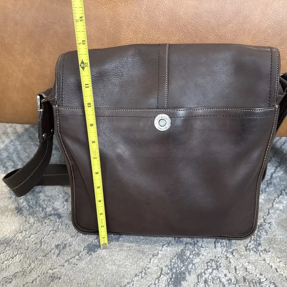 Coach #05A02 Leatherware Messenger Crossbody Dark Brown Laptop Bag X